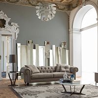 Chesterfield sofa ALFREDfabricleathergray