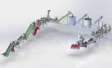 PET recycling unit for bottlescrushingwashing