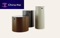 Contemporary side table THAISmetalleatherround