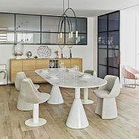 Contemporary dining table PIONwoodenleatheroval