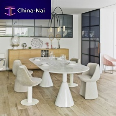 Contemporary dining table PIONwoodenleatheroval