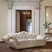 Traditional sofa DIAMONDfabricleatherbeige