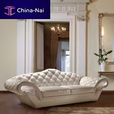 Traditional sofa DIAMONDfabricleatherbeige