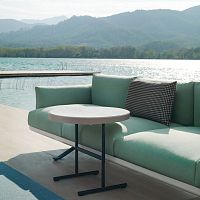 Contemporary side table BOMAteakaluminummarble