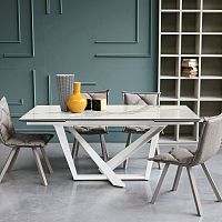 Contemporary dining table PRIAMO 160porcelain stonewarepainted metal basebrushed metal base