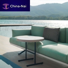 Contemporary side table BOMAteakaluminummarble