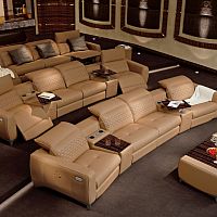 Home cinema sofa JAZZ CARAMELLOmodularcontemporaryleather