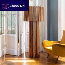 Floor-standing lamp WOODTABLEstainless steelteakPMMA