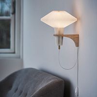 Traditional wall light THE MUSHROOM : 204indooropalescent glassoak
