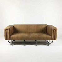 Contemporary sofa PALMERleatherbrownsteel base