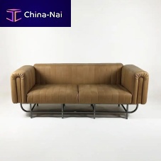 Contemporary sofa PALMERleatherbrownsteel base