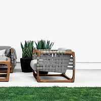 Contemporary armchair BUNGALOW fabricteakwith removable cushion