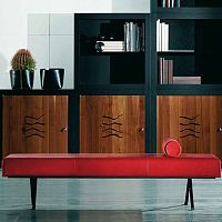 Contemporary bench DORMEUSEoakwoodleather