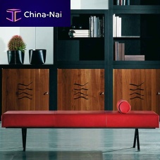 Contemporary bench DORMEUSEoakwoodleather