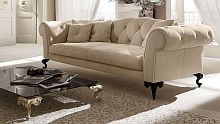 Traditional sofa GEORGEfabricleatherbeige