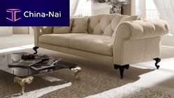 Traditional sofa GEORGEfabricleatherbeige
