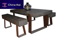 Industrial design table VAULT fiber-reinforced concretemetal baserectangular