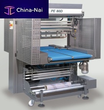Fully-automatic sleeve wrapping machine PE-D seriesfor industrial applicationswith shrink tunnel