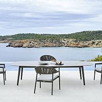 Contemporary table ELLISSE lowHPLceramicteak base