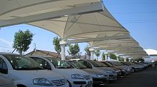 Metal frame tensile structure for carportwith PVC membranefor parking lots