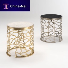 Contemporary side table CARAPACEglassporcelain stonewaremetal base