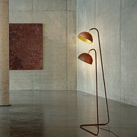Floor-standing lamp THE QUEEN DOUBLEsteelGoldflex®Solid Surface