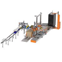 Layer palletizer low level infeedbagtray