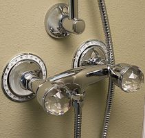 Double-handle shower mixer tap wall-mountedmetalSwarovski® crystal