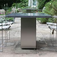 Contemporary dining table DOBLE 160 & 180 teaktempered glassstone