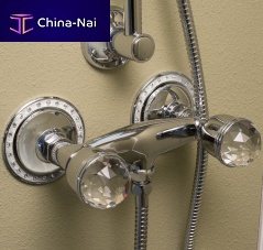 Double-handle shower mixer tap wall-mountedmetalSwarovski® crystal