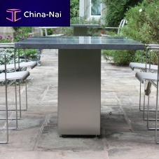 Contemporary dining table DOBLE 160 & 180 teaktempered glassstone