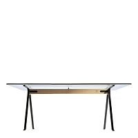 Contemporary dining table FRATE 50�tempered glasspainted steel baserectangular