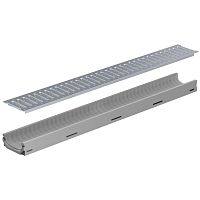 Drainage channel with grating FILCOTEN LIGHT MINI 100with central slotslopedfiber-reinforced concrete