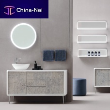Free-standing washbasin cabinet CREOwoodencontemporarywith door