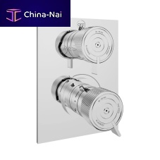 Shower mixer tap ZOOM.7wall-mountedthermostaticchromed metal
