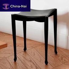 Contemporary stool GAULINO leatherpowder-coated steel baseblack