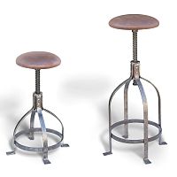 Traditional bar stool PIANOwrought iron baseupholsteredadjustable-height