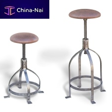 Traditional bar stool PIANOwrought iron baseupholsteredadjustable-height