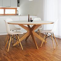 Contemporary dining table LINoaksolid woodlinoleum