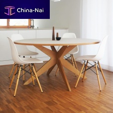 Contemporary dining table LINoaksolid woodlinoleum