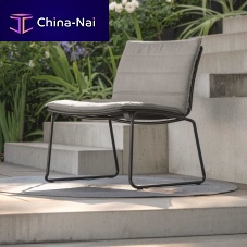 Contemporary armchair LEVIfabricstainless steelwith removable cushion