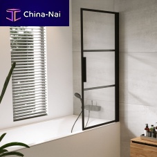Pivoting bath screen GRID GB501tempered glassframed
