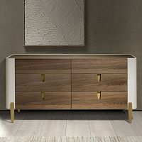 Contemporary chest of drawers 7185polished stainless steelwood veneerwalnut