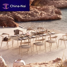 Contemporary dining table STYLETTOteakceramicaluminum base
