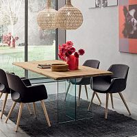 Contemporary dining table SA1552oakglassrectangular