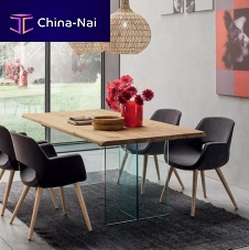 Contemporary dining table SA1552oakglassrectangular