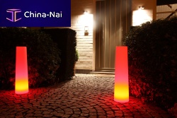 Contemporary light column TUBEglassLEDoutdoor
