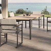 Contemporary dining table Tulum teakaluminum baserectangular