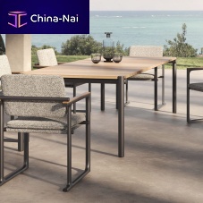 Contemporary dining table Tulum teakaluminum baserectangular
