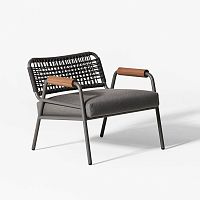 Contemporary armchair ZOE WOOD OPEN AIRfabricropepainted aluminum
